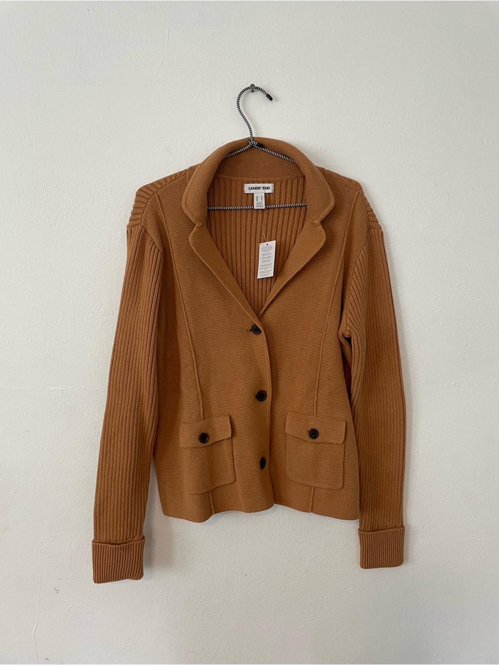 Lands End Camel Knit Blazer